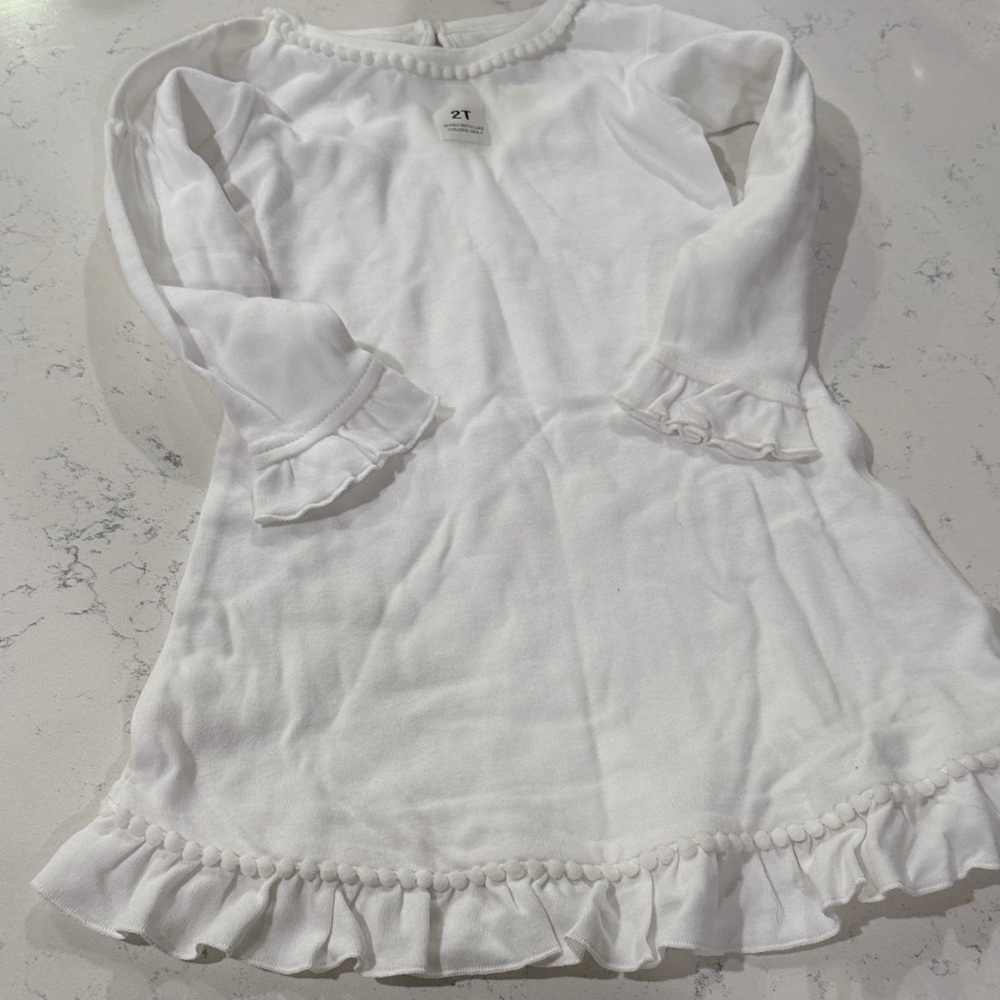 White Ruffled Long Sleeve Dress